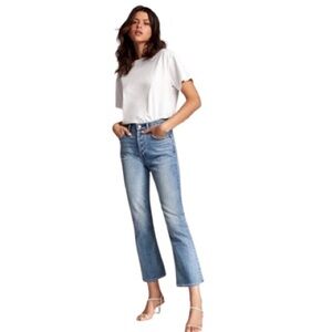 Women's 25 Aritzia Denim Forum The Bailey High Rise Crop Flare Jeans Button Fly